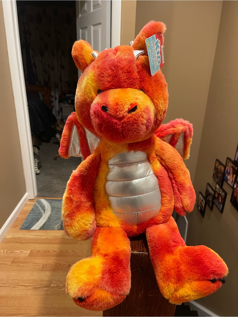 Large Plush Dragon Stuffed Animal - Orange Red